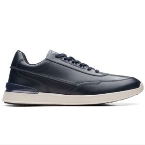 New Men’s Clarks Racelite Lace-Up Leather Sneakers Navy Dark Blue Size 10½‎ 10.5